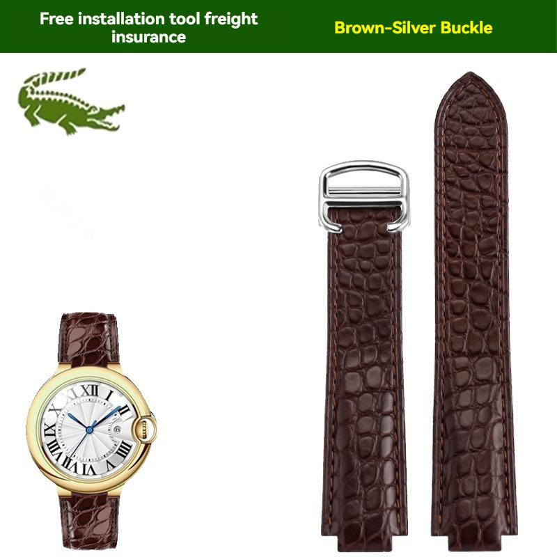 Crocodile leather watch strap For Cartier blue balloon WSBB0025 W69012Z4 14-8mm 16-8mm 18-11mm 20-12mm 22-14mm convex watchband