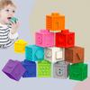 Juguete Montessori para Bebés y Niños Bloques para Bebés Juguetes Táctiles Cubos Suaves Para Niños Bloques de Construcción 3D Masaje Goma Vinilo Juguete de Apretar para el Baño