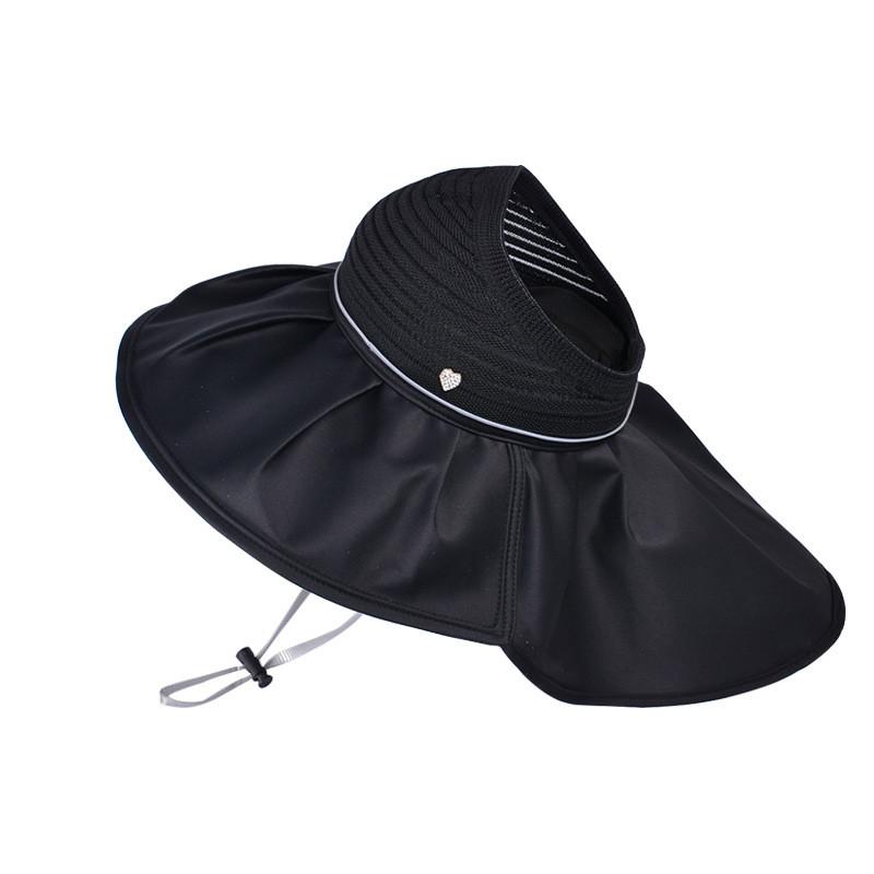 Sun Protection Wide Brim Hat With Shoulder Cape For Women Summer Fashion Accessory
