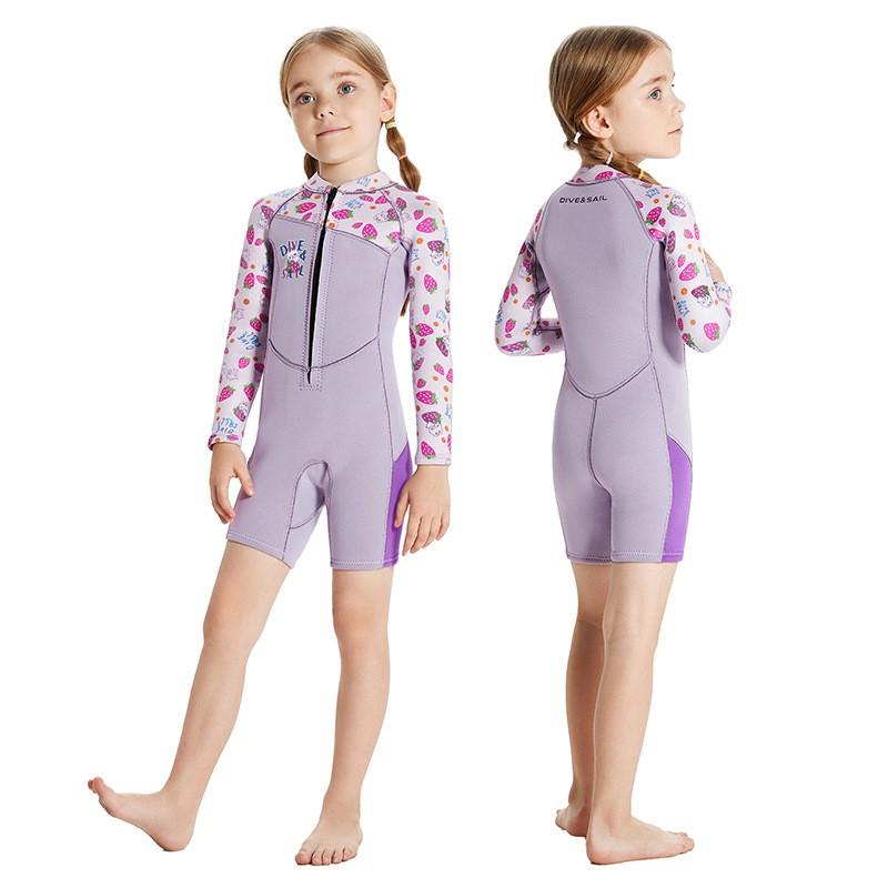 Kids 2.5mm Neoprene Wetsuit Snorkeling Swimming Diving Surfing Warmth UV Protection Girls Full Body Suit