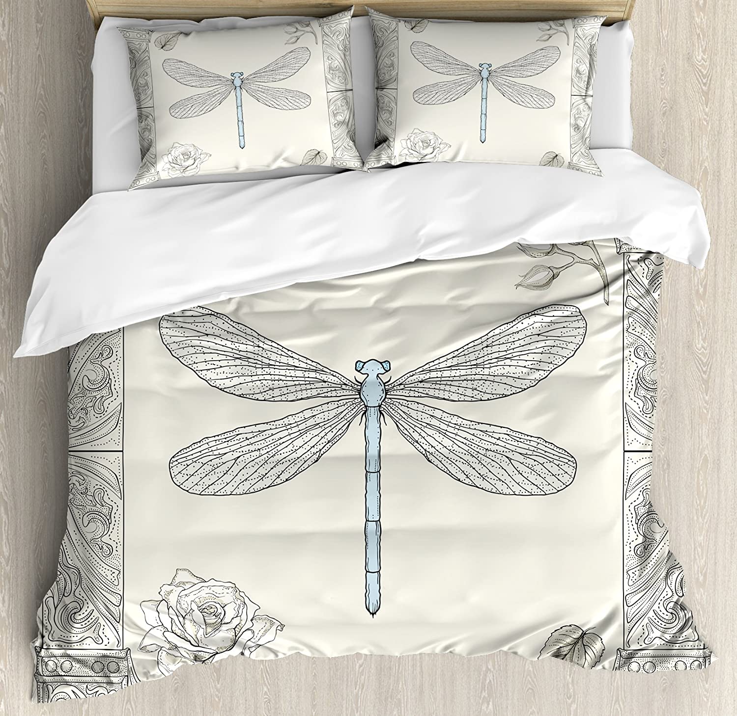 

Dragonfly Flower Leaf Insect Butterfly Duvet Cover Bed Bedding Set Home Quilt Cover Pillowcases Bedroom Bedding Set No Sheet AU King(245x210cm)