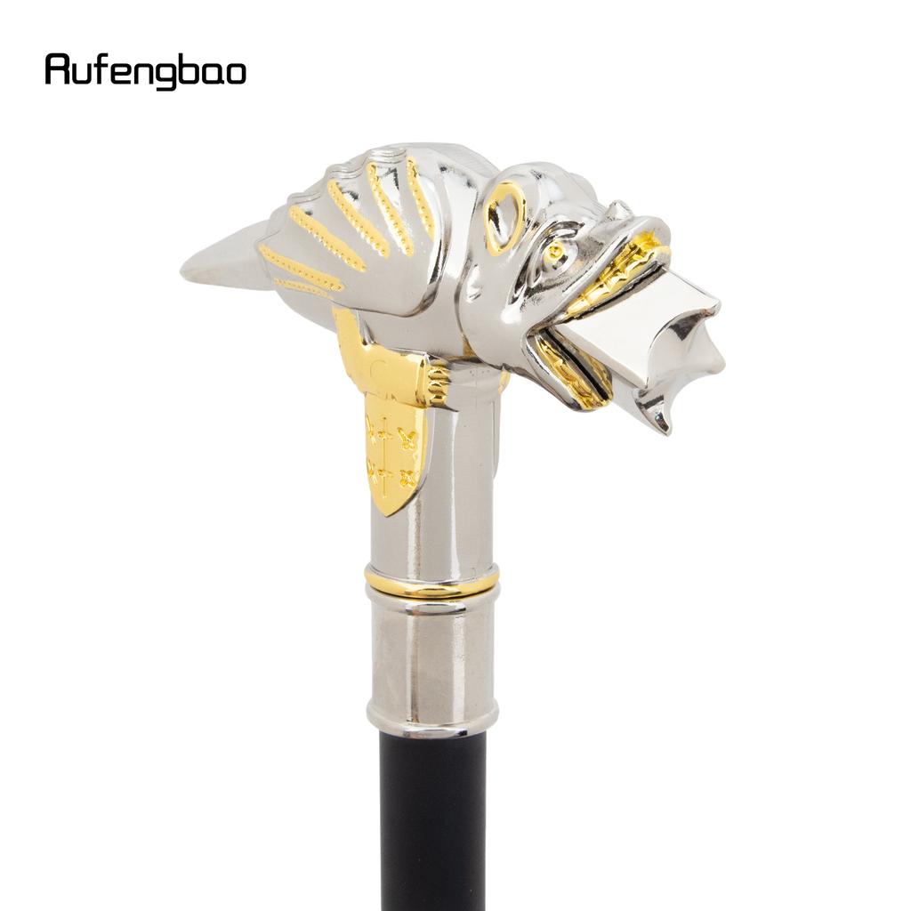 Golden White Lizard Chameleon Tongue Cane Fashion Decorative Walking Stick Gentleman Elegant Cosplay Cane Knob Crosier 93cm