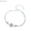 Sweet Heart Bracelet for Girls Silver Color with Sparkling Zircon Delicate Chain for Romantic Gift