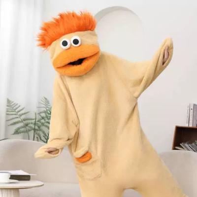 Funny Wearable Big Mouth Onesie Pajamas for Kids, Adults, Fleece Cozy Home Loungewear, Hooded Soft Plush One-Piece Jumpsuit