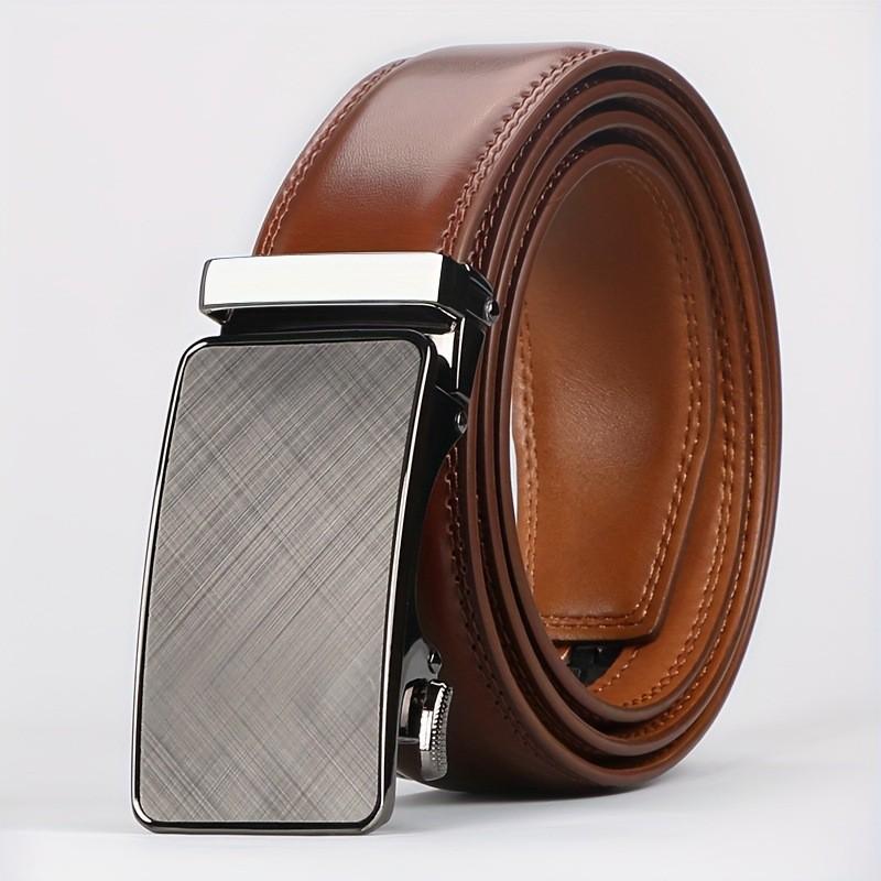 Men's Two-Layer Cowhide Leather Belt with Automatic Buckle - Versatile Business Style