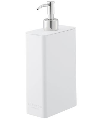 Yamazaki Square Slim X D11 X Tower Pump Dispenser 4252 Two-Way Dispenser, Shampoo, White, Approx. W5.5 H23.5cm, Bottle,