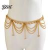 Waist Chain Metallic Solid Color Heart Pendant Multi Layer Tassel