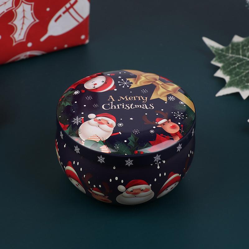 1Pcs Christmas Metal Tin Jars Coffee Tea Spice Candy Jewelry Storage Case Candle Making Containers Decorations Boxes