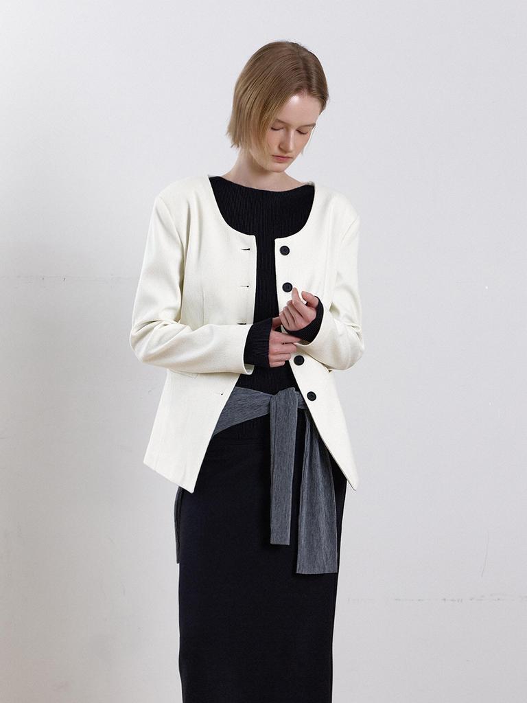 Oveof Eta U-Neck Jacket_Ivory