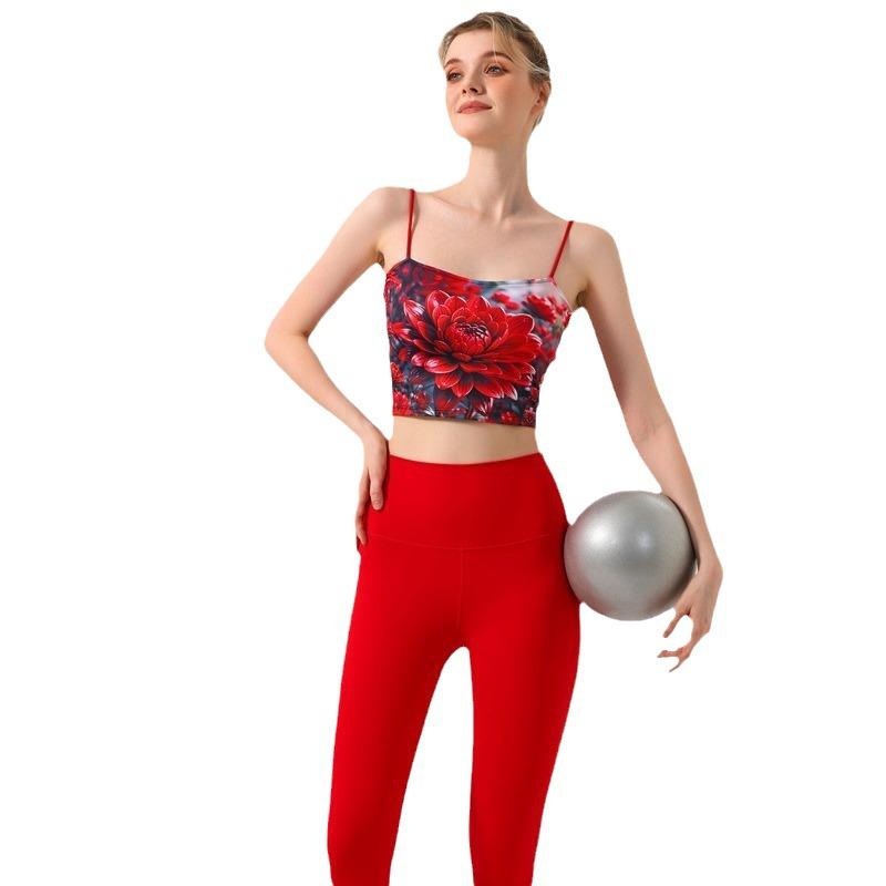 Lulu Nude High-Waist Yoga Set with Sexy Cross-Back Sports Bra for Women