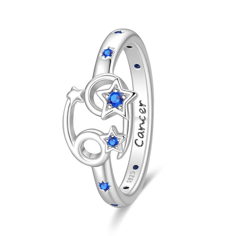 New 925 Silver Twelve Constellation Series Zircon Ring For Women Fit Wedding Party Jewelry Gifts