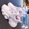 Kids White Sneakers Summer Lightweight Girls Sports Shoes Breathable Mesh Dad Shoes
