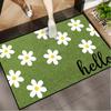 VIKAMA Fresh Daisy Hello Home Door Mat Wear Resistant Entrance Foot Mat Balcony Doorway Decorative Carpet