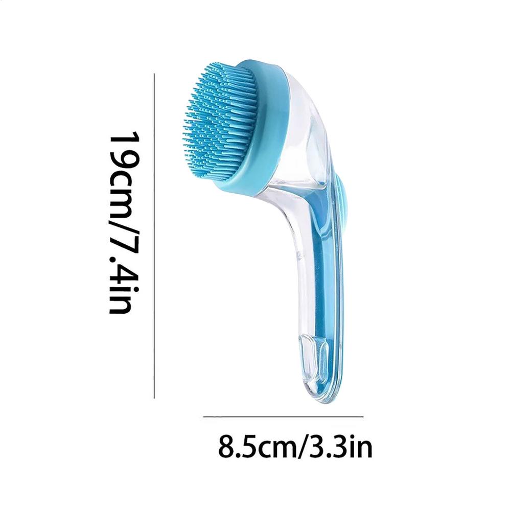Pet Bath Massage Brush Soft Silicone Bristle Scrubbing Cleaner with Ergonomic Handle for Indoor Outdoor Bathing Shower Spa