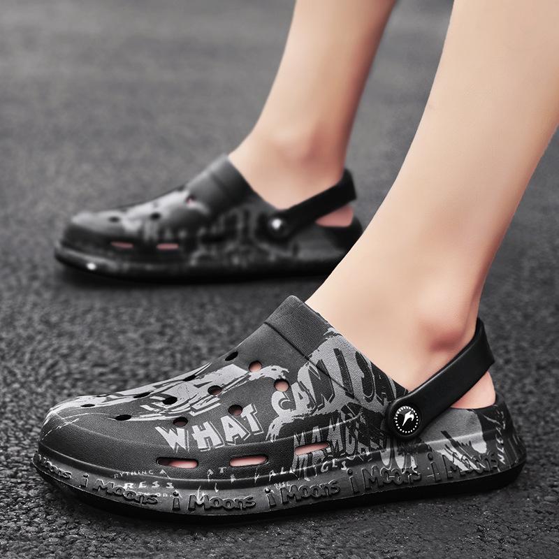 Summer Men'S Camouflage Surface Hole Shoes Seaside Big Head Shoes Eva Garden Shoes Platform Rain Shoes Bag Head Light And Non-Slip