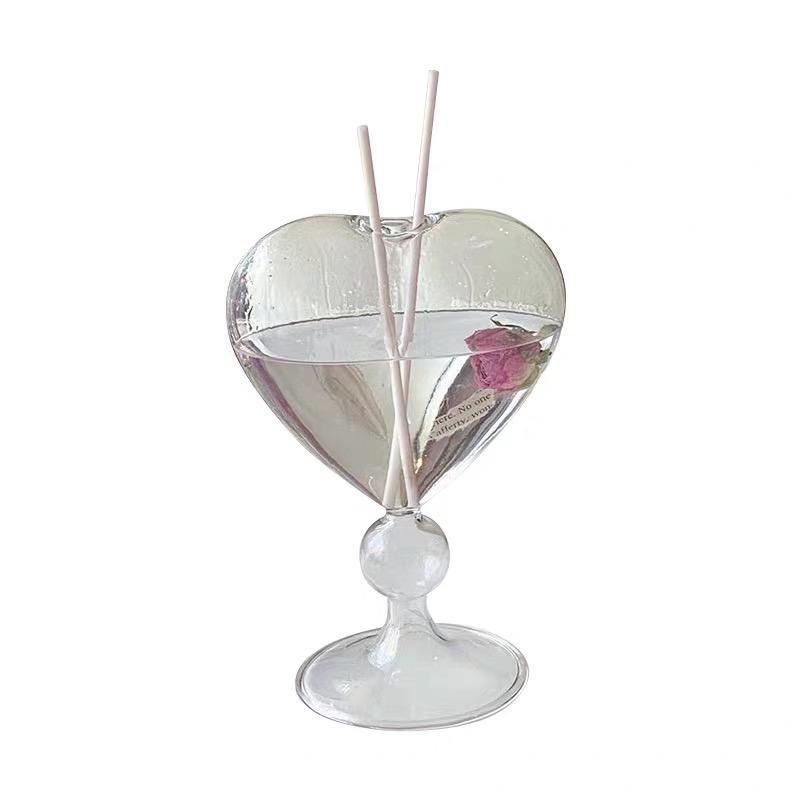 

Creative Love Cup Glass Vase Hydroponic Decorative Utensils Aromatherapy Ornaments Photo Props Korean Style Cold Drink Bottle