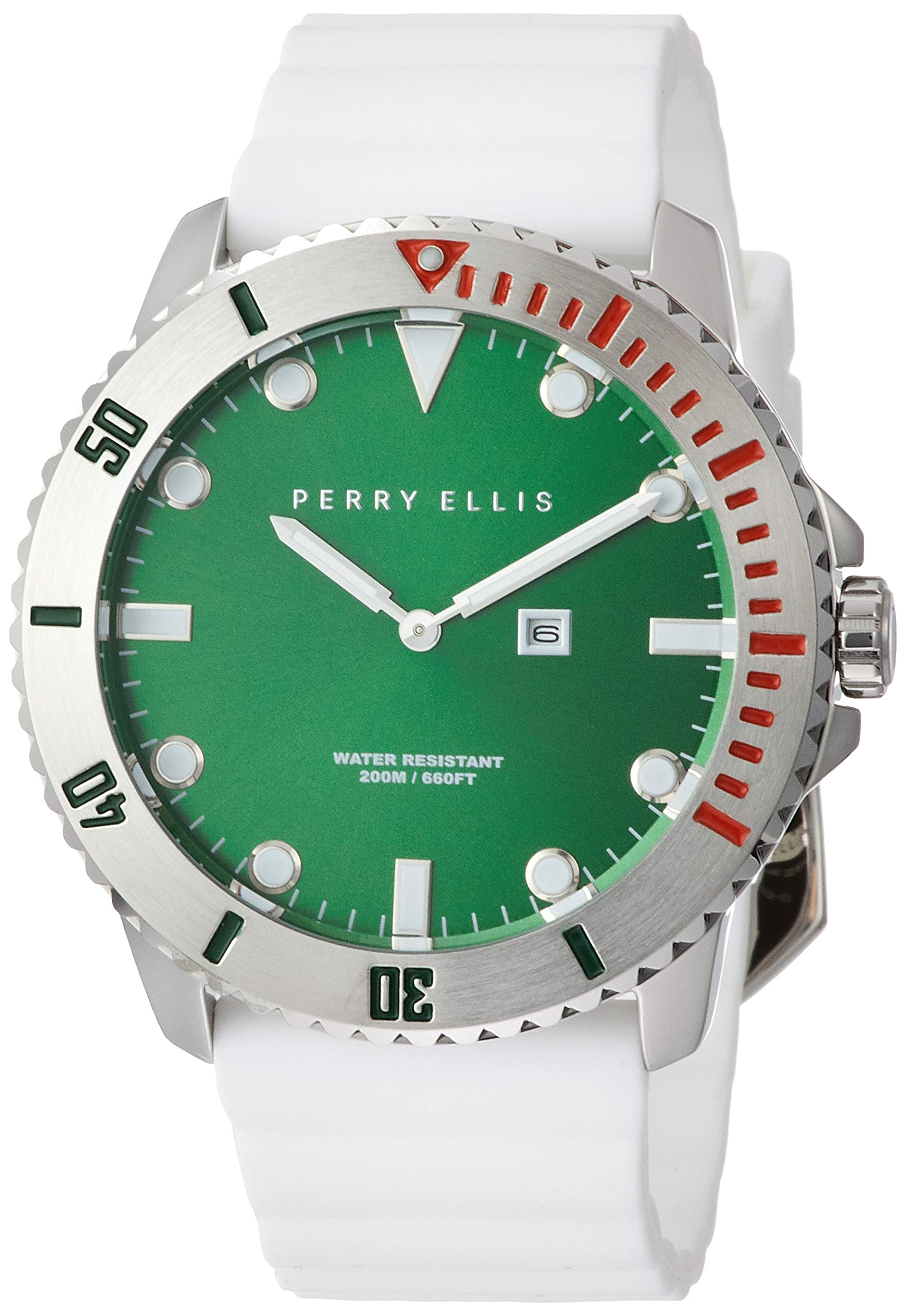 

Мужские кварцевые часы Perry Ellis DEEP DIVER, корпус 46 мм, силиконовый ремешок, 02003-03, официально импортированные, бежевые
