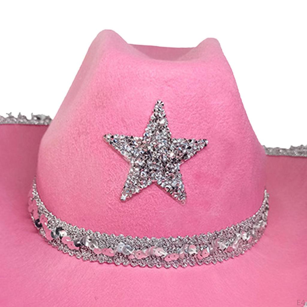 Novelty Hat, Party Hat ,Wide Brim Sequin Star ,Ladies ,Western for Ladies Engagement Fancy