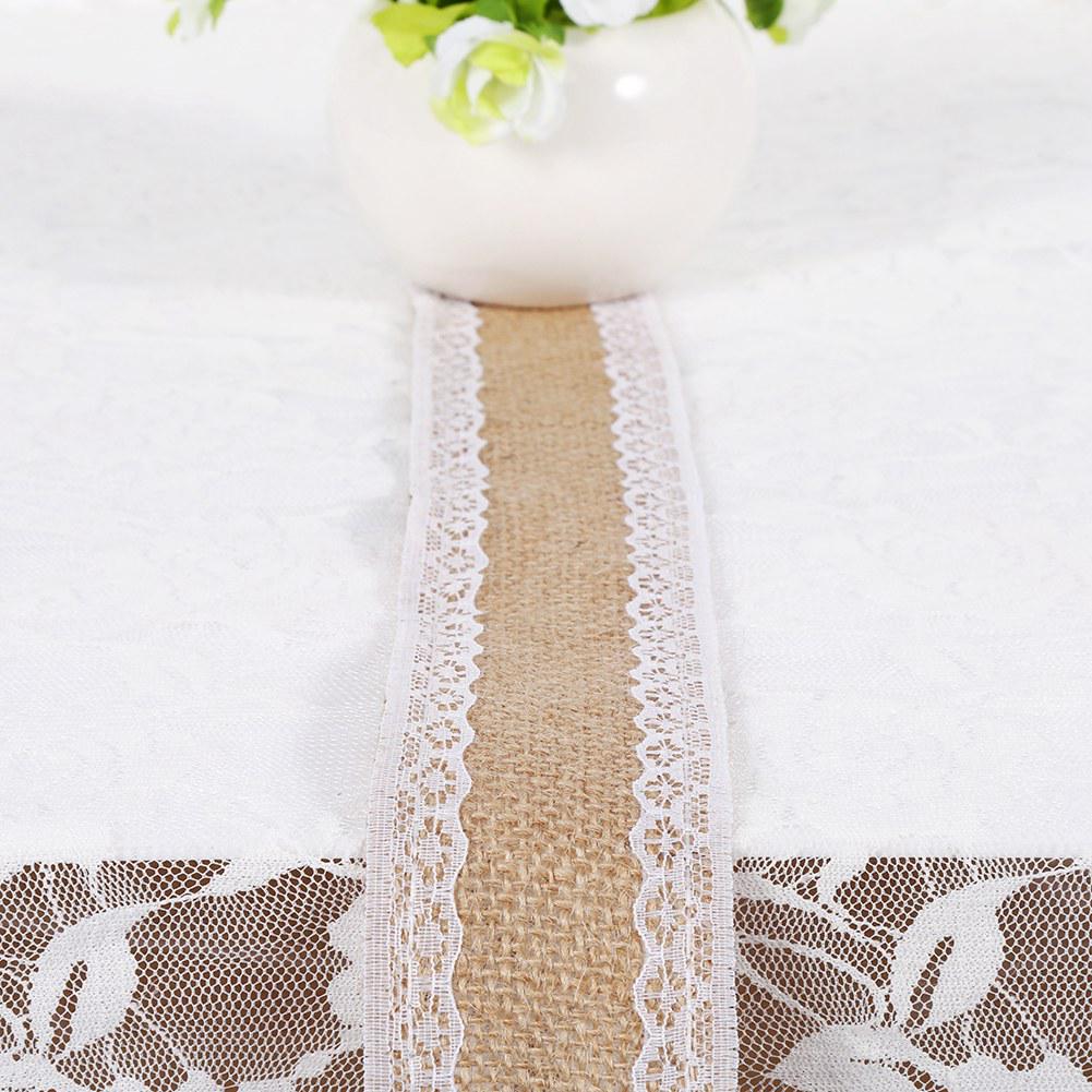 6 Arten Naturjute Sackleinenband mit weißer Spitze Rustikaler Stil Hochzeitsfeier Basteldekoration