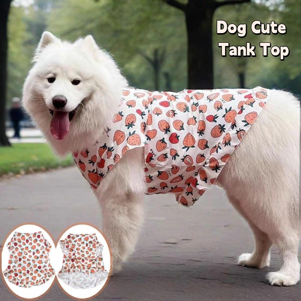 Breathable Dog Costumes Strawberry Print Puppy Cat Clothes Dog Cute Vest Top  For Dogs Puppy Cats