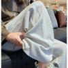 Womens High-Waisted Wide-Leg Lounge Pants Cotton Blend Relaxed Fit Casual Trousers With Drawstring