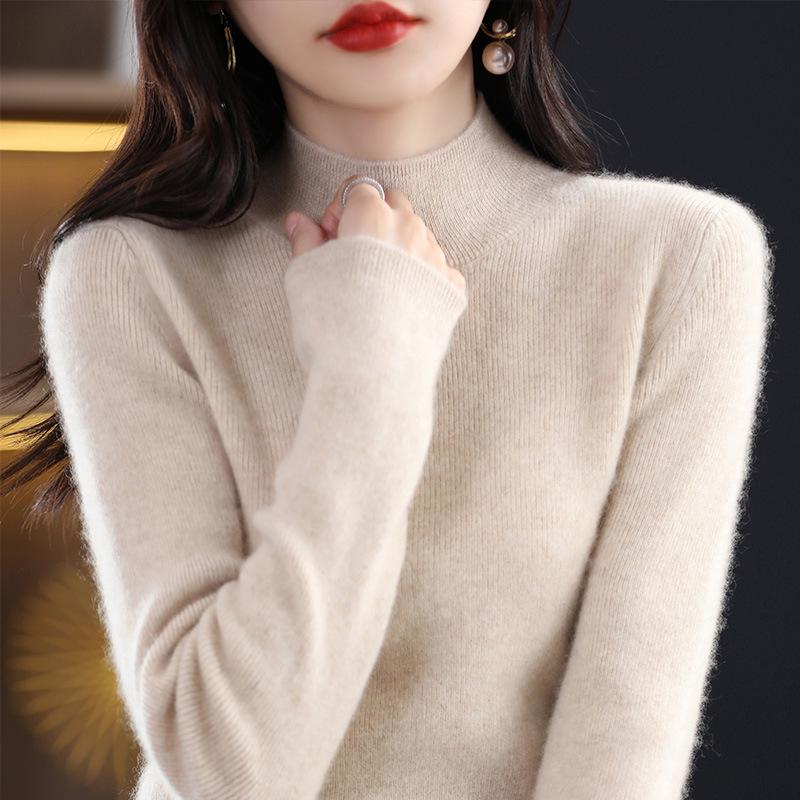 Siping Stitch Women's Half-High Collar Sweater: Autumn/Winter Slimming Knitwear