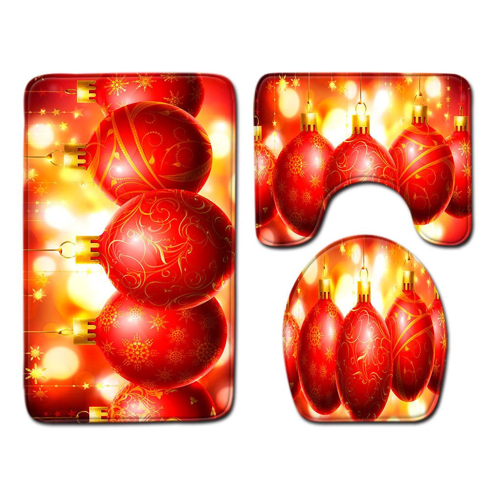 Christmas Bathroom Floor Mat Toilet Three-Piece Set