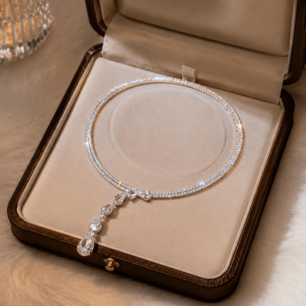 Sparkling Zircon Rhinestone Choker Collar Style Women Neck Jewelry Crystal Necklace Wedding
