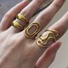 Stainless Steel Geometric Opening Rings for Women Men Adjustable Multi Layer Hollow Waterproof Rings Banquet Jewelry Accessories