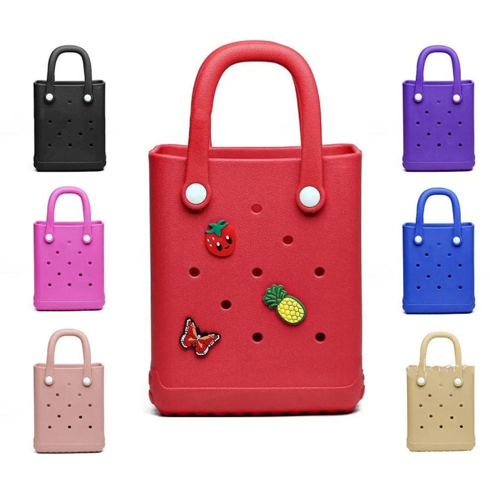 Mini EVA Handbags With Hole Handmade DIY Hole Paste Bag Cartoon Pattern Handbags  Vacation