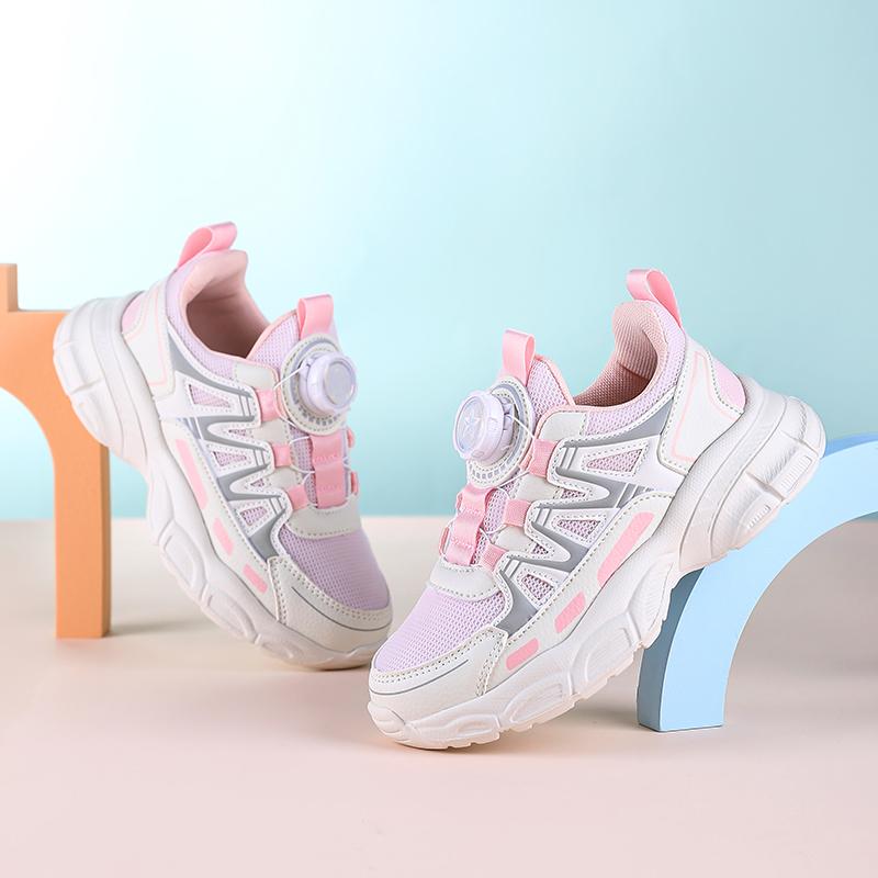 Girls Sports Shoes Lightweight Leather Kids Sneakers Casual Pink Children Anti-slip Walking Running Shoes