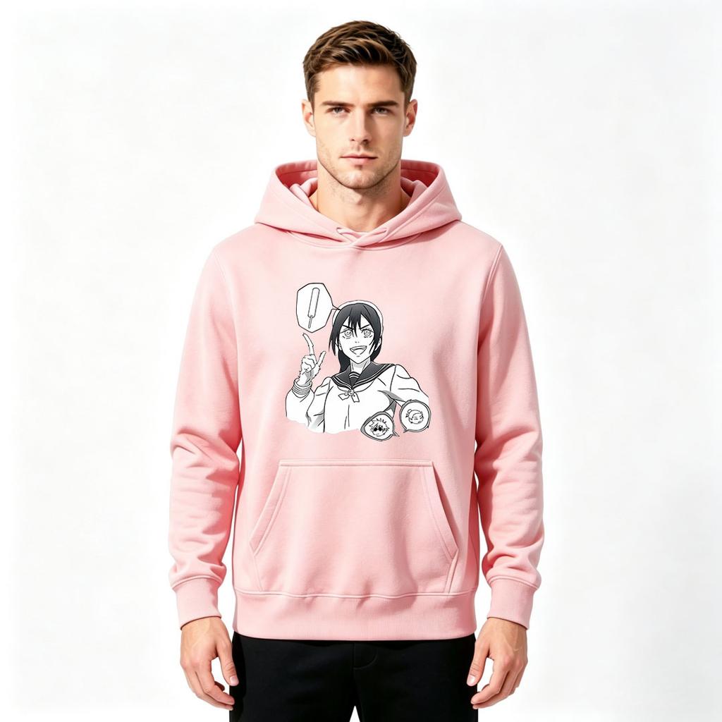 Men Cartoon Anime Pattern Print Pullover Hoodie Casual Long Sleeve Sweatshirt for Daily Wear