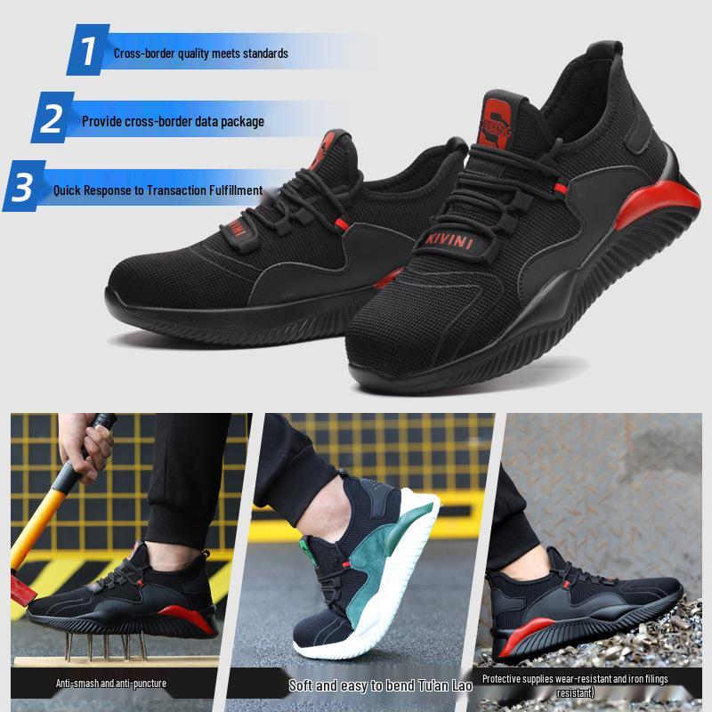Breathable Steel Toe Lightweight Safety Shoes - Anti-Smash, Anti-Puncture, Wear-Resistant Work Shoes