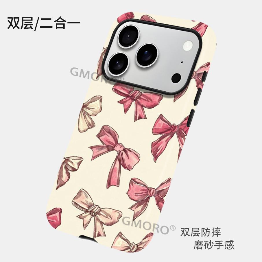Foreign trade explosion bow magnetic mobile phone case Apple 17 two-in-one film case iPhone12 anti-drop protective case