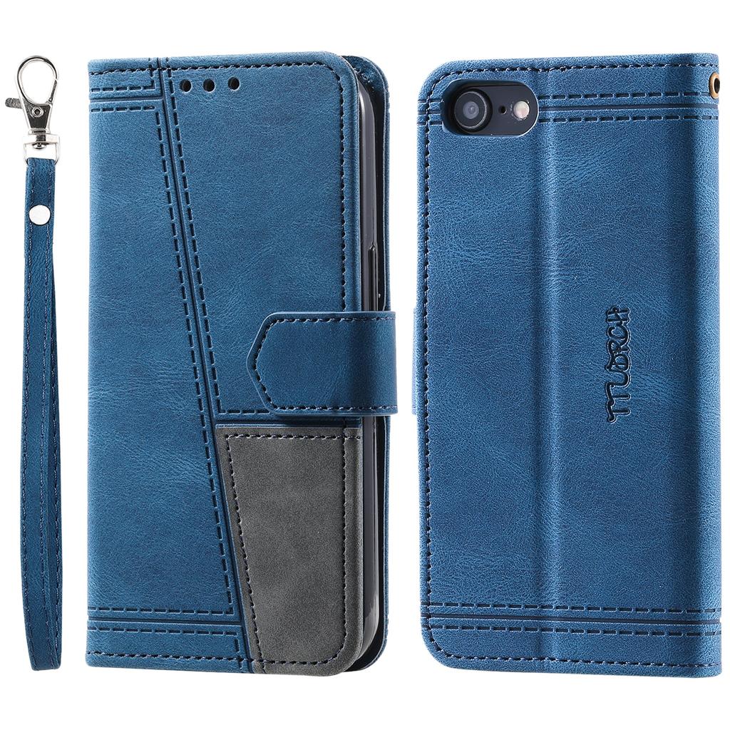 TTUDRCH Styl 004 Etui Skórzane na iPhone 16e Portfel Blokujący RFID Stojak Pokrowiec na Telefon ze Smyczą