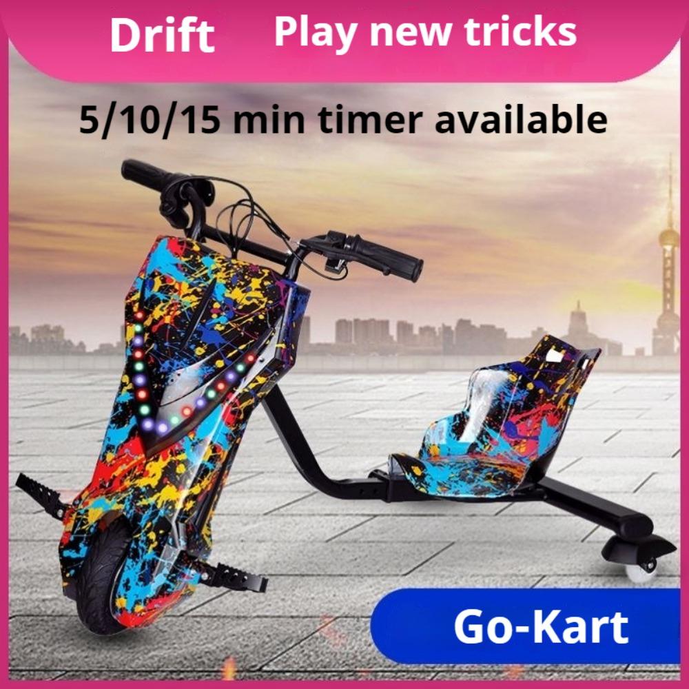 Electric kart children can sit adult students three-wheeled Internet celebrity drift car retractable timing