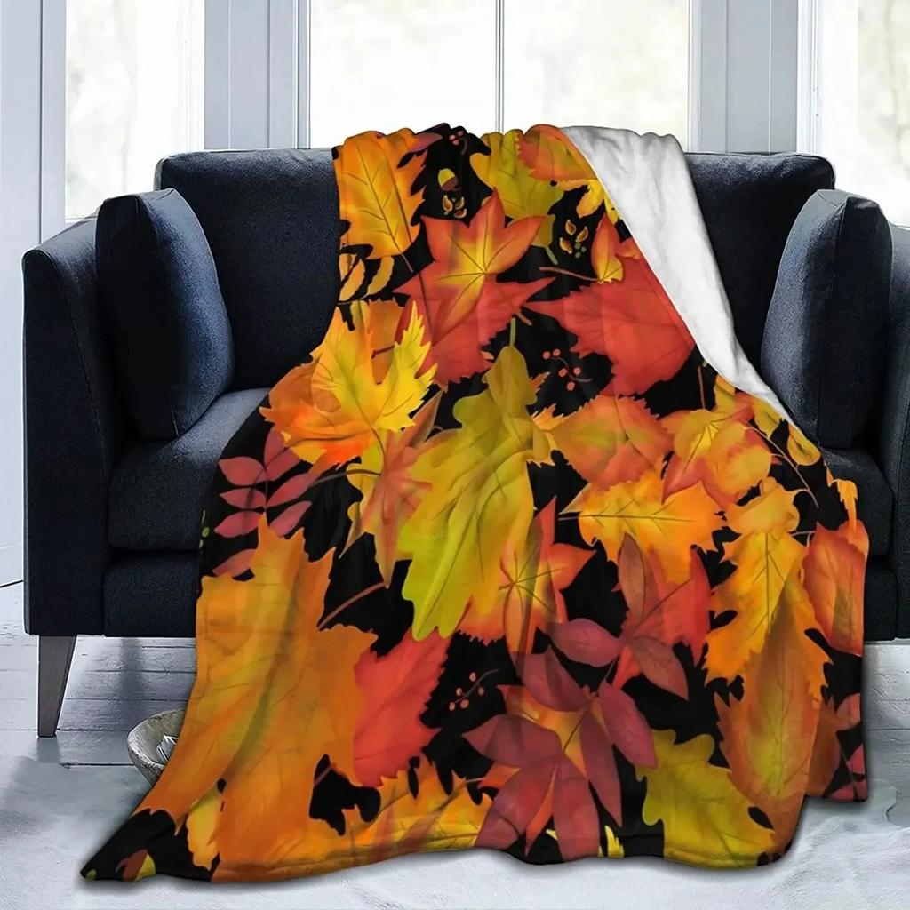 Maple leaf pumpkin bat digitalprinted polyester Bedroom velvet flannel soft sofa cover blanket Fleece soft sofa cover blankets