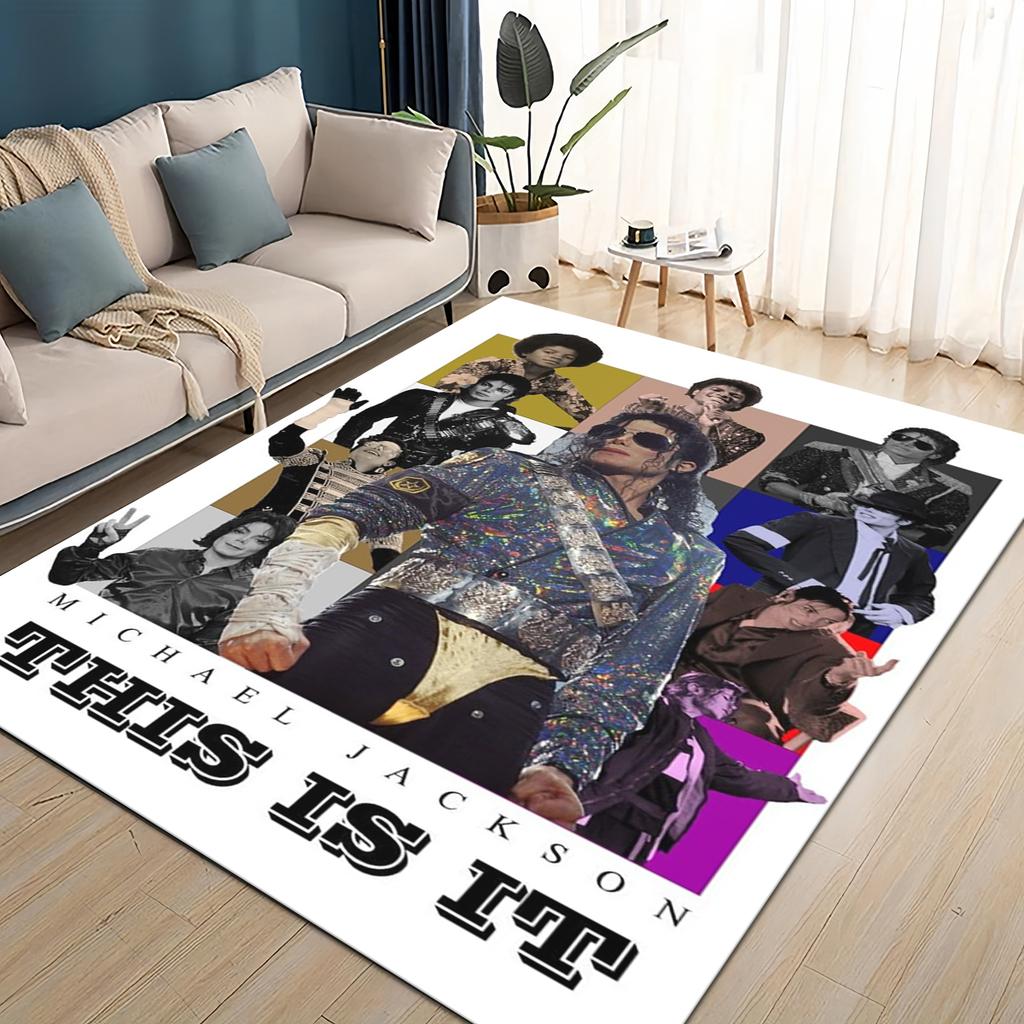 Neuer Stil Michael Jackson King of Pop MJ Teppich für Wohnzimmer Schlafzimmer Zuhause Sofa Dekoration, Rutschfeste Bodenmatte für Kinder