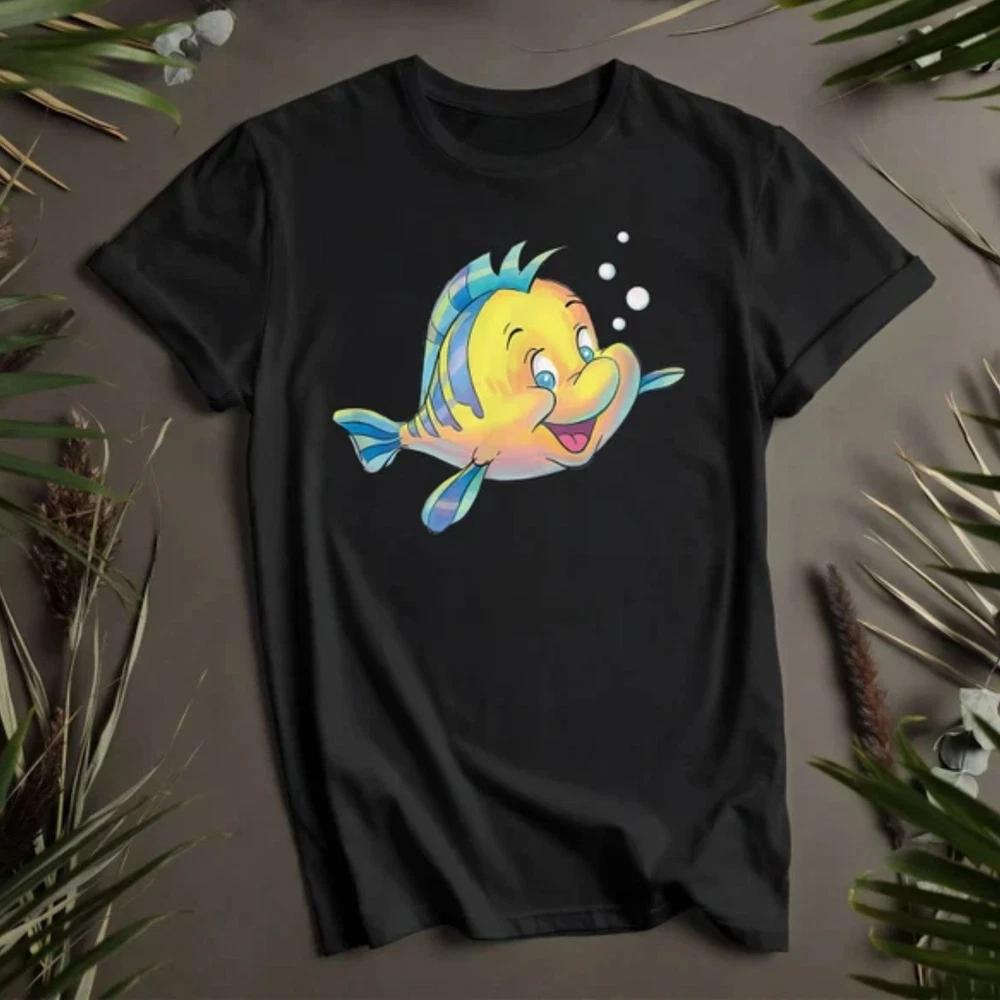 Little Mermaid Cute Flounder Black T Shirt Best Gift For Friends S