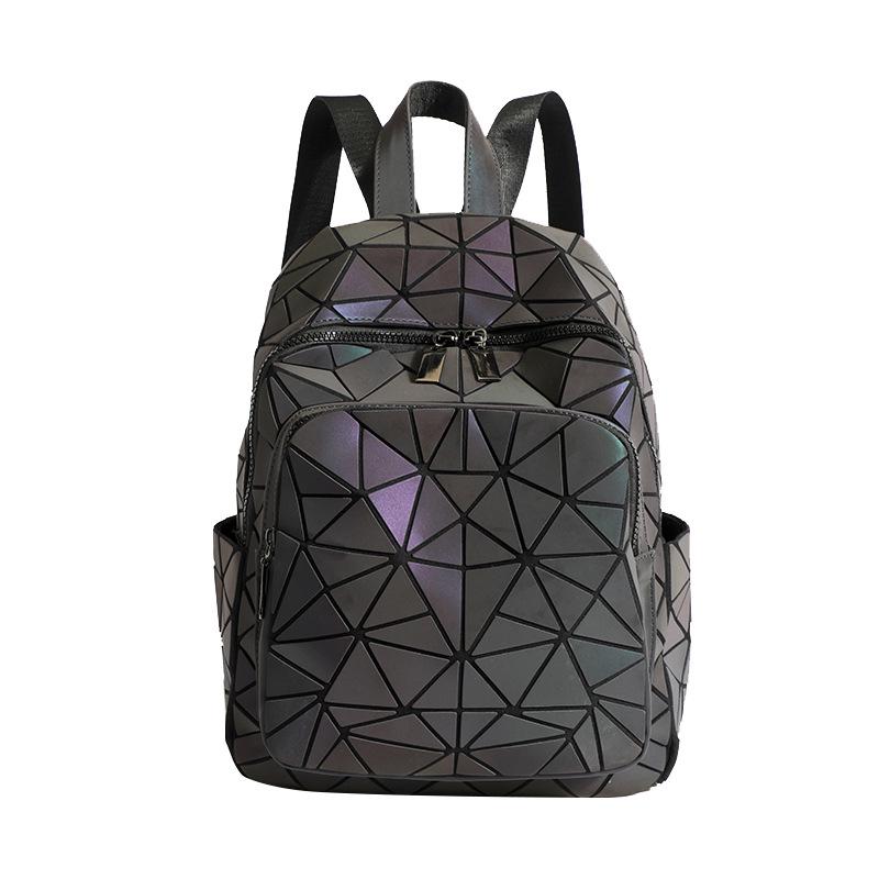 2026 Spring/Summer Geometric Luminous Double Shoulder Backpack - Trendy, Versatile, Large Capacity for School and Travel
