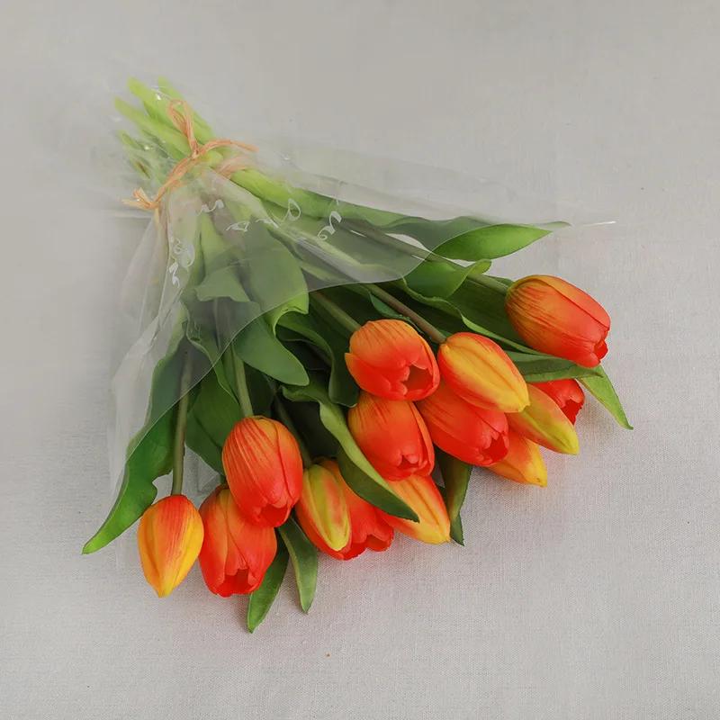 7pc Latex Tulip Artificial Flowers Bouquet Realistic Mother's Day Gift Easter for Wedding Home Kitchen Table Decoration