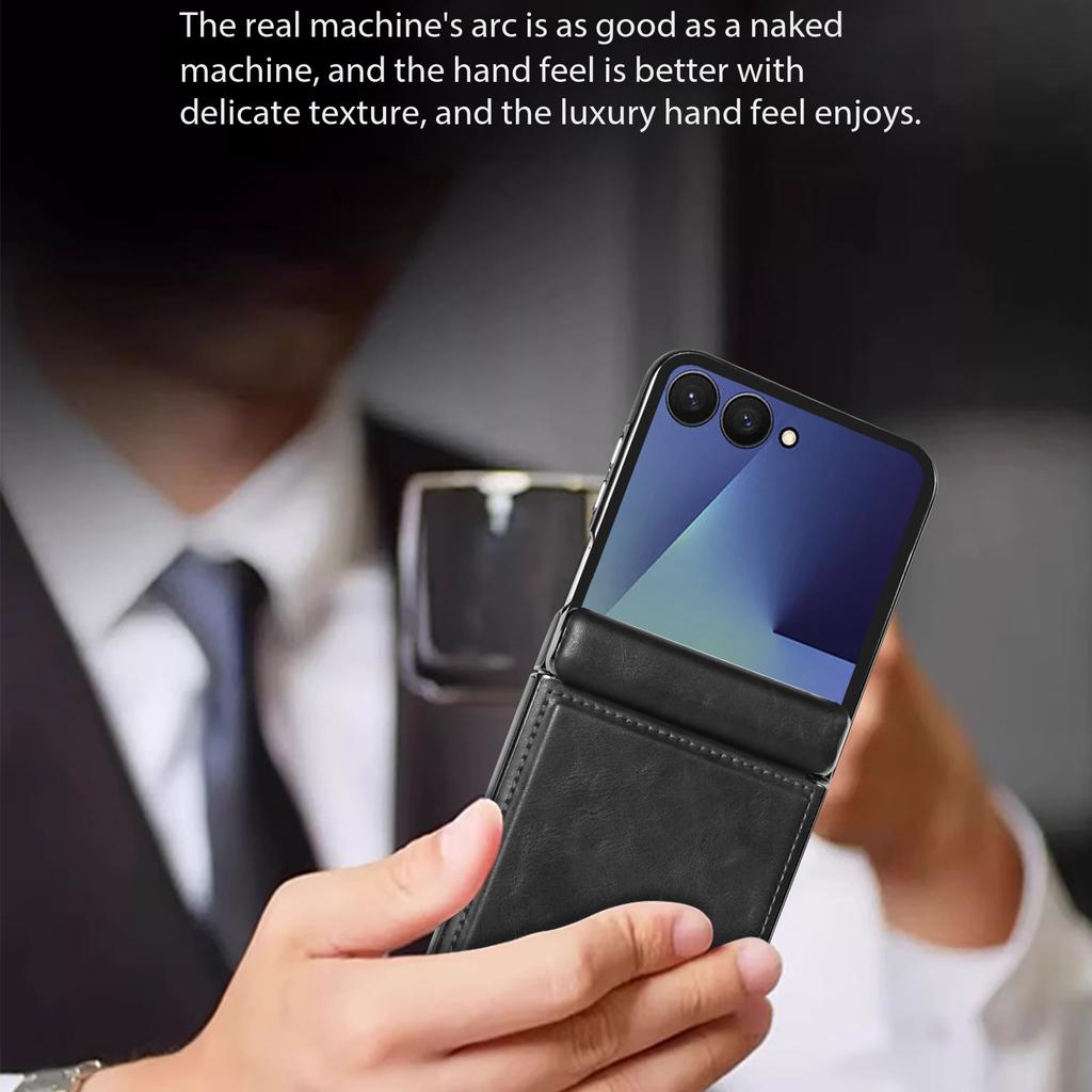 Luxury Business Magnetic Leather Phone Case for Samsung Z Flip 7 6 5 Central Axis Protection Shockproof For Magsafe Slim Cover