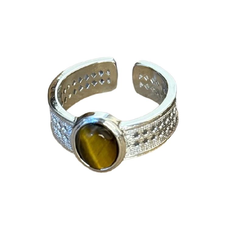 Elegant Vintage Stone Rings Opening Finger Jewelry Delicate Finger Rings Alloy Texture Suitable for Various Occasion