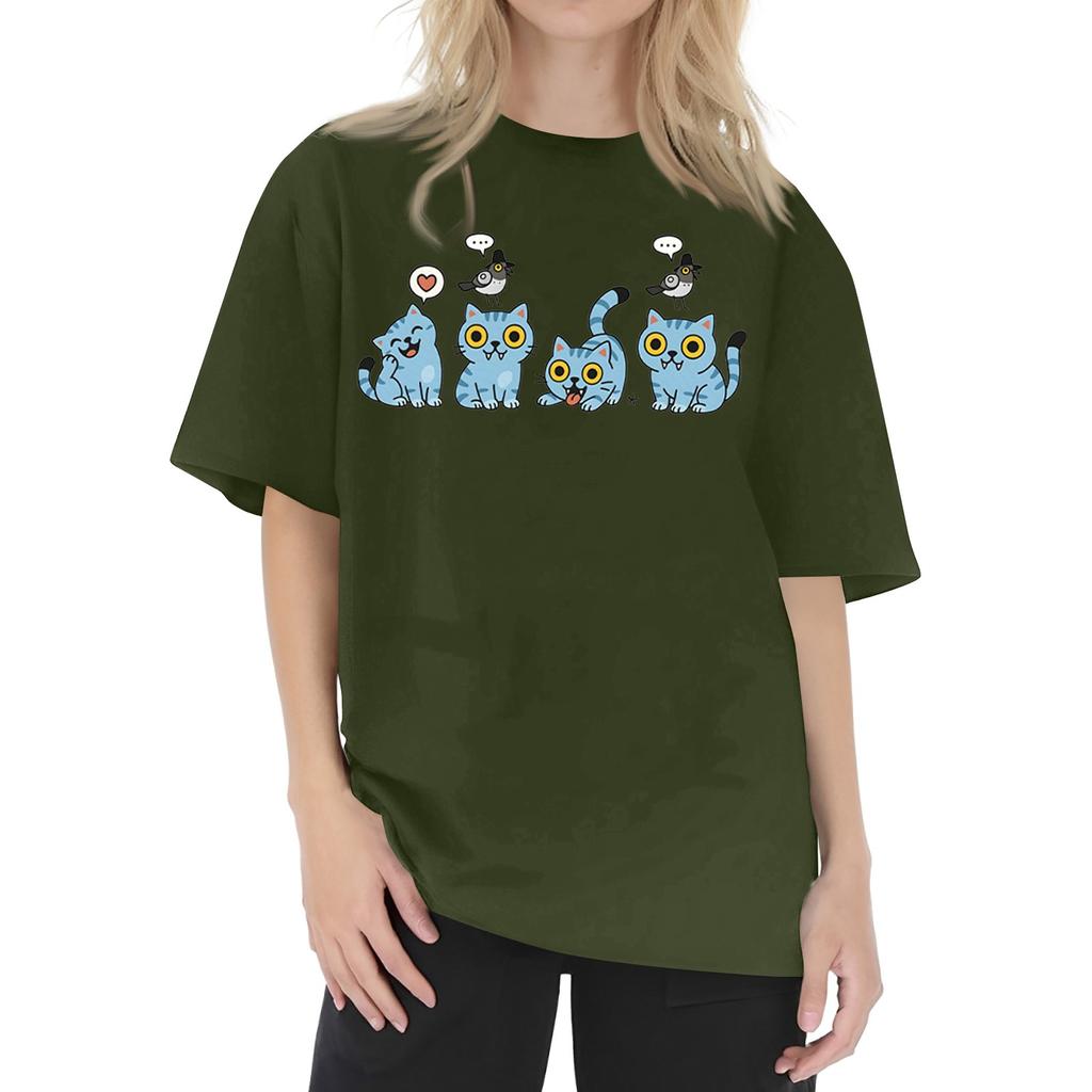 Women's Round Neck Printed Short-sleeved T-shirt Top
