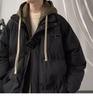 Men's Trendy American-Style Faux Two-Piece Down Coat - Winter Hooded Loose Fit for Cold Protection