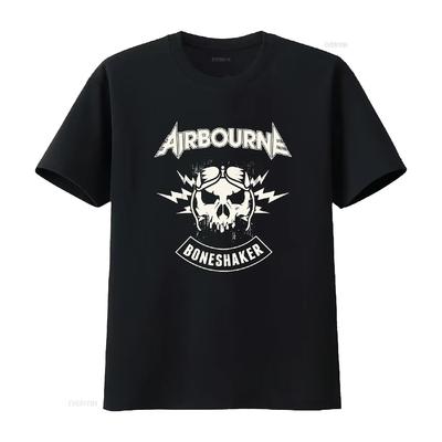 Airbourne T Shirt R 'n' Boneshaker Back Print Vintage Washed Unisex Stylish Stretched Comfortable Streetwear Breathable