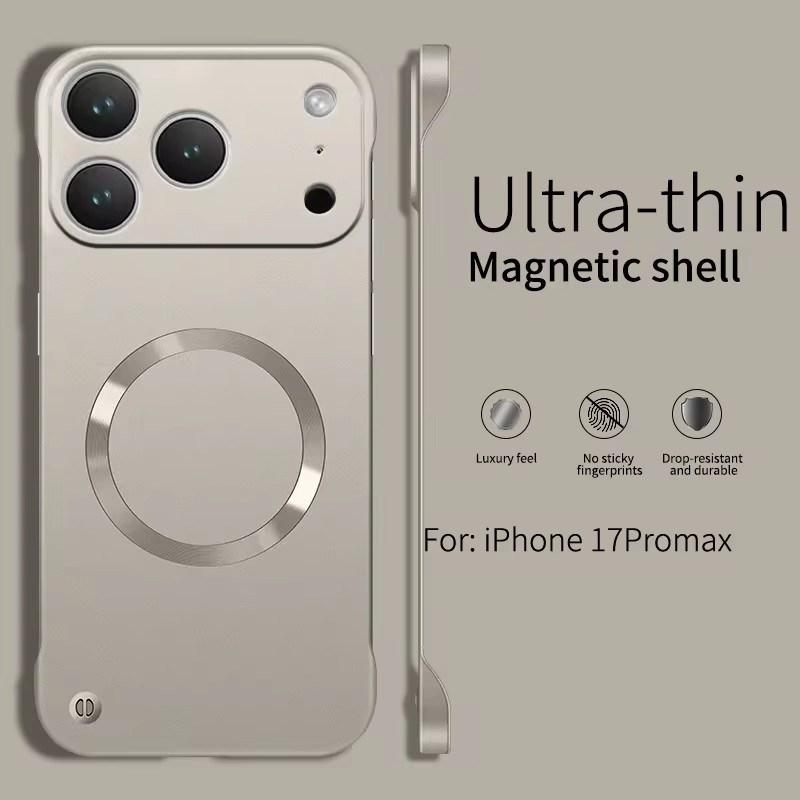 UltraThin Metallic Paint For Magsafe Magnetic Case For iPhone 17 Air 16 15 14 13 12 11 Pro Max Plus 7/8 X XR Frameless Cooling PC Hard Cover