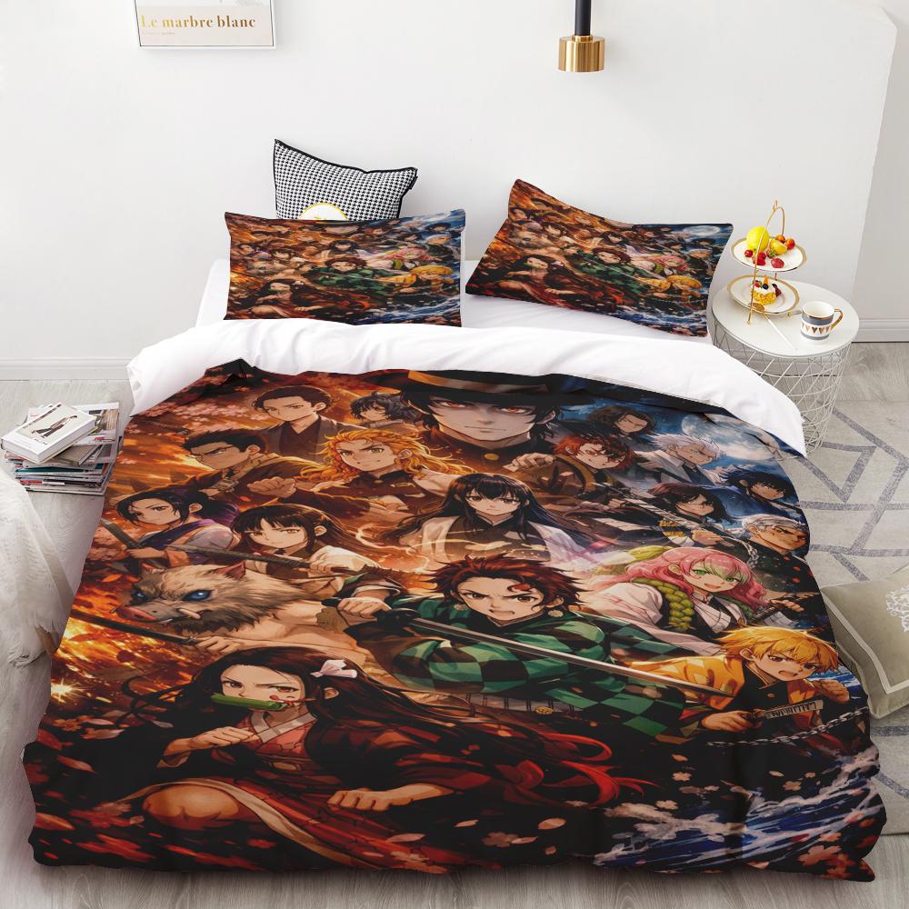 Duvet Covers Japan Anime 3D Printed Kawaii Demon Slayer Bedding Set Duvet Covers Comforter Bedding Sets Bedclothes Bed Home