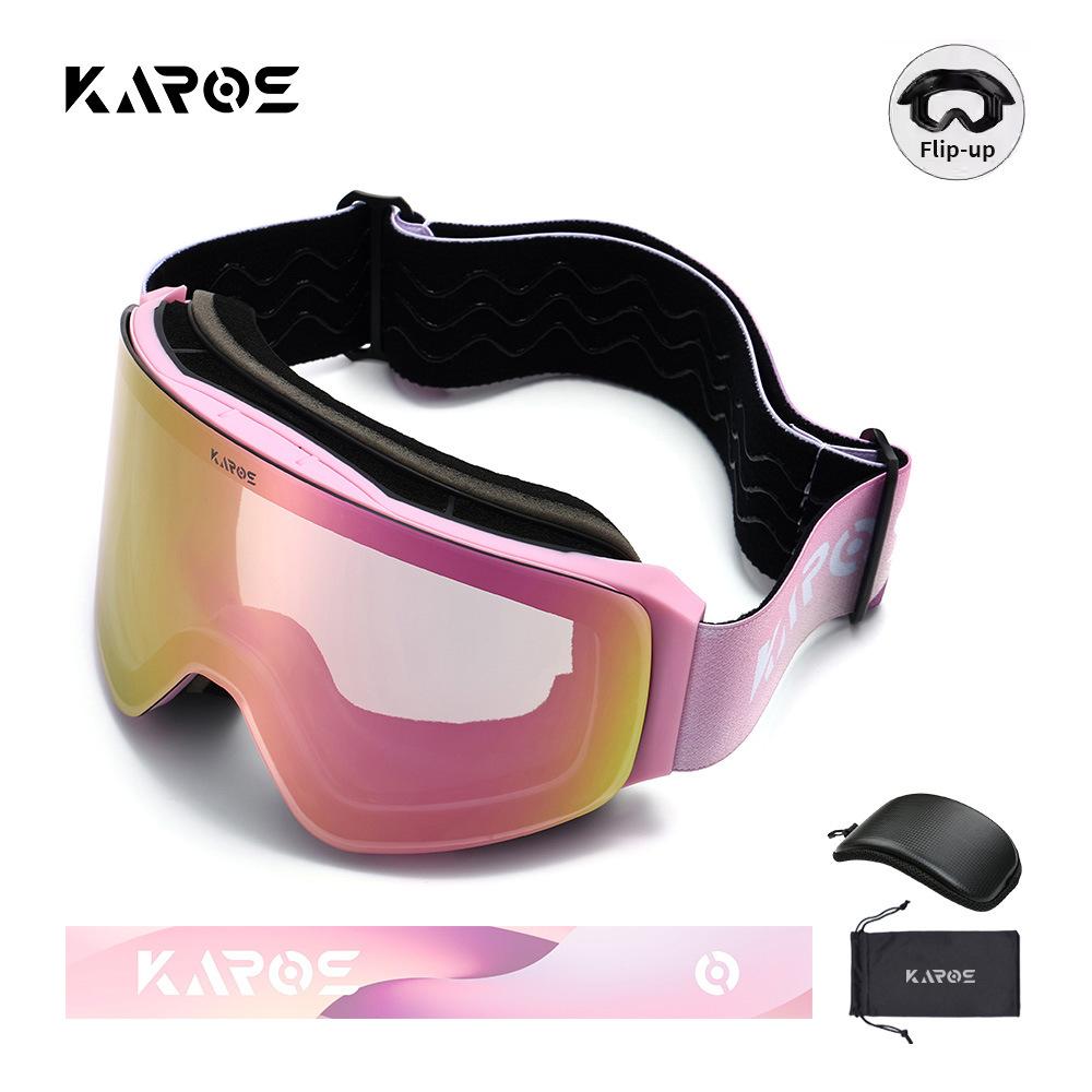 KAROS Flip-up ski goggles, unisex, winter anti-fog eyewear, snow goggles, suitable for snowboarding, mountaineering, and hiking