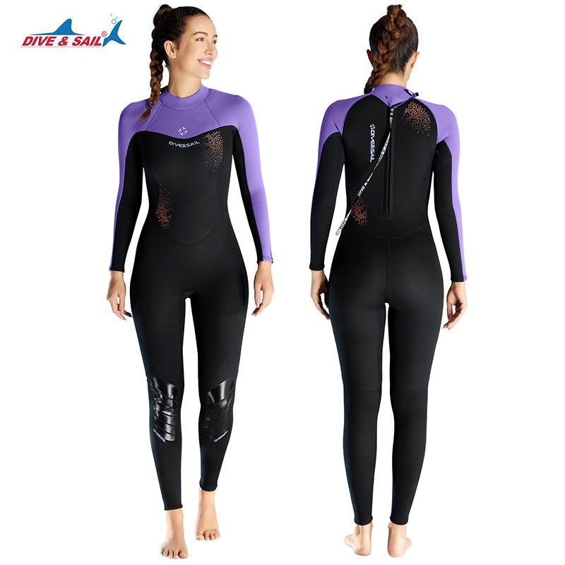 Womens 3mm Neoprene Wetsuit Full Body Long Sleeve Warm Suit Surfing Snorkeling Cold Water Swimming